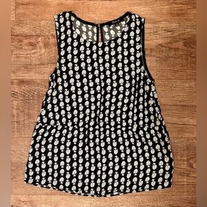 Madewell Black Floral Sleeveless Blouse Size XS